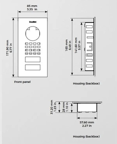 Interfon video IP DoorBird D1101V, Wi-Fi LAN, i jashtëm, çelik inox