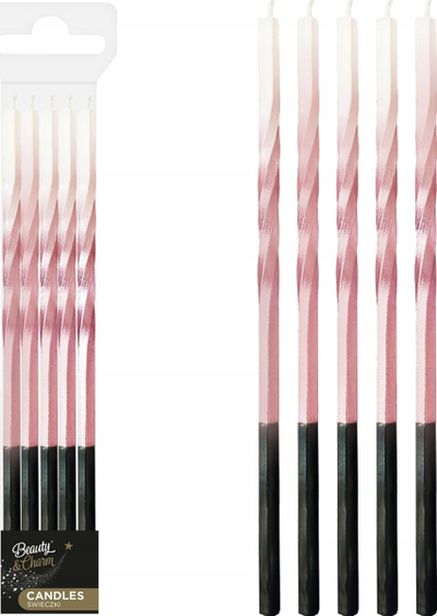Qirinj ditlindje ALBI Ombre Pink, 15 cm, set me 5 copë, rozë