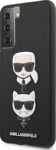 Kapak telefoni Karl Lagerfeld Saffiano K&amp;C Heads, për Samsung Galaxy S21+, back case, i zi