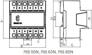 Transformator BREVE PSS 50N, 50VA, 230V në 12V, për shinë