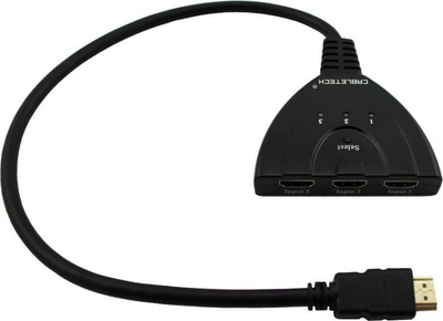 Ndërprës HDMI Cabletech Splitter, 3 porta, Full HD 1080p, i zi
