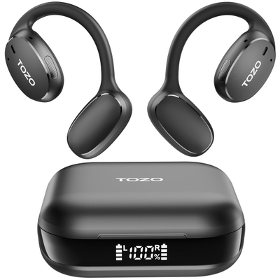Спортски слушалки TOZO OpenEgo, True Wireless отворен тип, Bluetooth 5.3, со двоен микрофон, црни