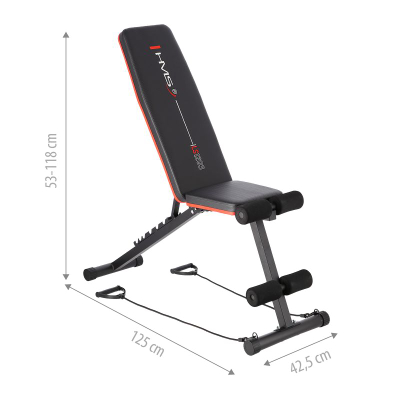 Stol fitnesi HMS LS1203, i rregullçëm, 100 kg, i zi