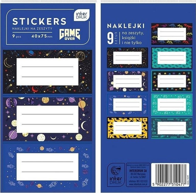 Ngjitëse etiketash Interdruk Game Over, set 9 copë, 40×75mm, shumëngjyrëshe