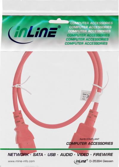 Kabllo zgjatës energjie InLine C13 C14, 1m, 250V, i kuq