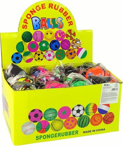 Top lodër Sponge Rubber Ball, 6 cm, me llastik dhe zemra, shumëngjyrësh