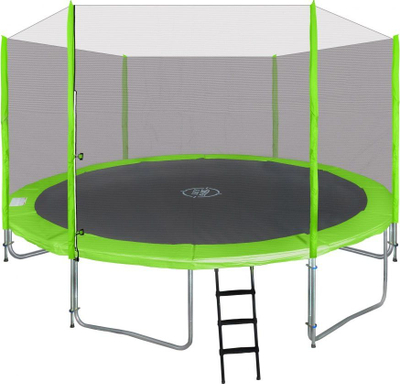 Trampolinë kopshti SkyRamiz 12FT 366cm, me rrjetë sigurie, me gjithë aksesorët, jeshile