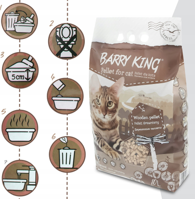 Rërë higjienike për mace Barry King Wooden Pellet, peleta druri, 10L
