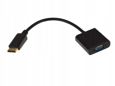 Видео адаптер DisplayPort во VGA, со кабел 20 cm, Full HD 1080p, црн