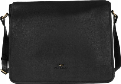 Торба за лаптоп Петерсон Spacious Leather, 15\", природна кожа, црна