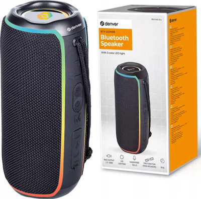 Bokës Bluetooth Denver BTV-222NRB, 1500mAh, IPX6, e zezë