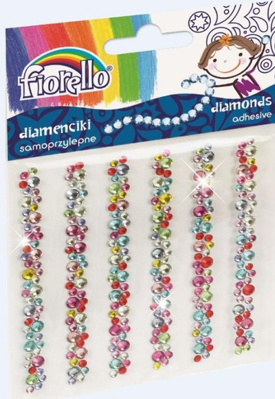 Stickers dekorativë me kristale Fiorello, vetëngjitës, ngjyra të ndryshme