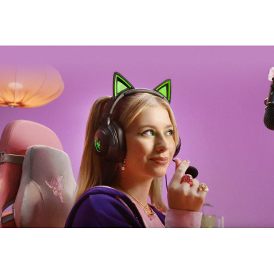 Kufje gaming Razer Kraken Kitty V2, USB A, me mikrofon, të zeza