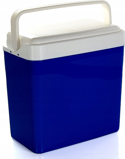 Frigorifer turistik Cooler 24L, me izolim termik, blu me të bardhë