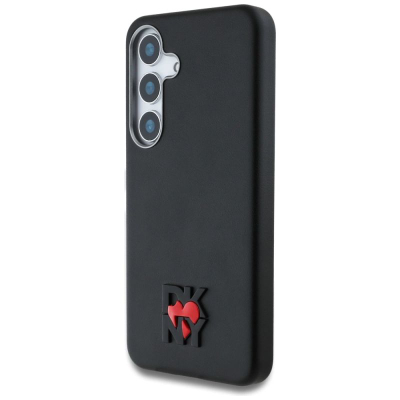 Mbrojtëse telefoni DKNY Leather Heart of NY për Samsung Galaxy S25, lëkurë eko, e zezë