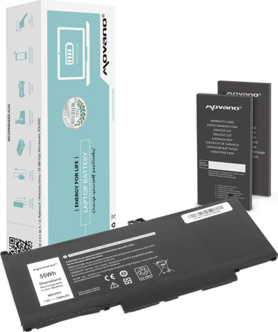 Bateri laptopi Movano MXV9V, 55Wh, 7.6V, për Dell Latitude 5300 5310 7300 7400