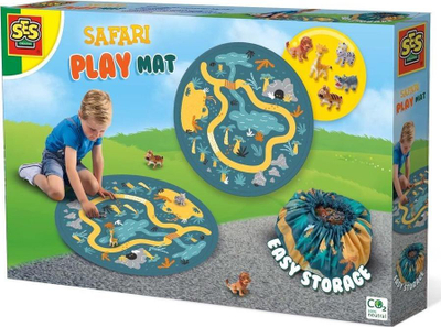 Tapet loje SES Creative Safari Play Mat, diametër 75cm, 2 në 1 tapet edhe çantë për me i rujt lodrat, shumëngjyrësh