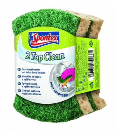 Sfungjerë pastrimi Spontex Top Clean, set me 2 copë, të verdhë