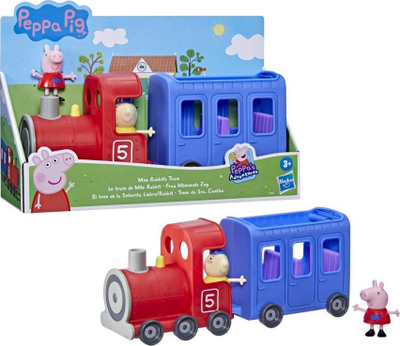 Lodër tren Peppa Pig Miss Rabbit, me figurë të Peppës, plastike, shumëngjyrëshe