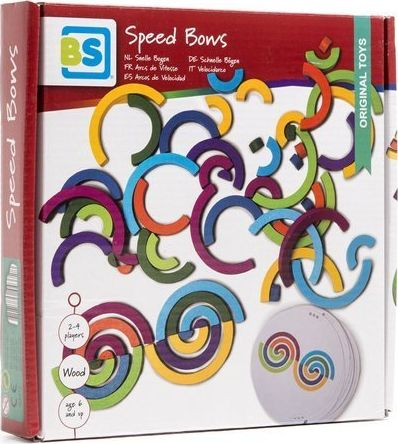 Lojë druri logjike BS Toys Speed Bows, blloqe shumëngjyrëshe, për fëmijë 6+