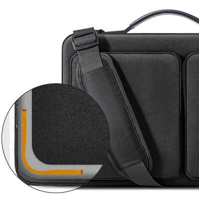 Çantë laptopi Tech-Protect Defender, 15-16", me rrip shpatulle, e zezë