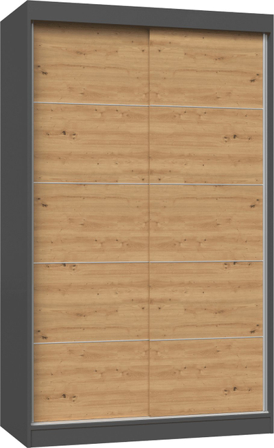 Dolap garderobe Iga 120, dyer rrëshqitëse, 120 cm, anthracite lis Artisan