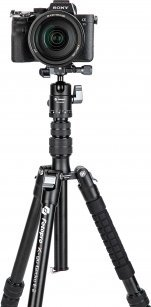 Tripod për kamerë Fotopro 58, alumin, kokë sferike, 8 kg, i zi