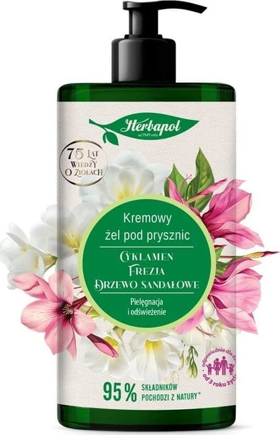 Xhel dushi Herbapol Creamy Shower Gel, ciklamen frezja dru sandal, 740ml