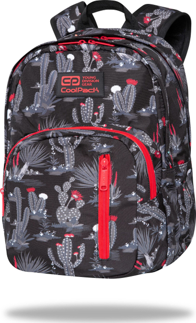 Ранец CoolPack Gringo Discovery 27L, повеќенаменски, со дизајн кактуси, црн