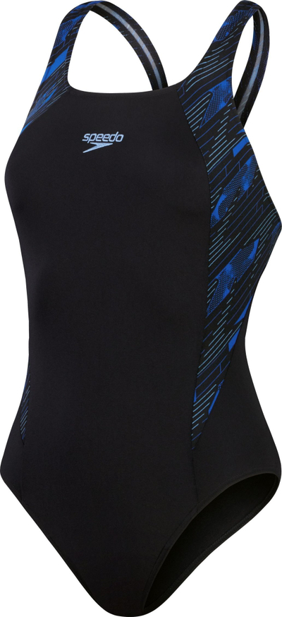 Kostum noti Speedo HyperBoom Muscleback Endurance+ për goca, i zi me blu