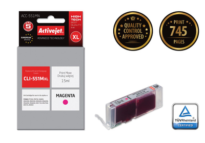 Ngjyrë për printer Activejet ACC-551MN (zëvendësim për Canon CLI-551M), 15 ml, vjollcë