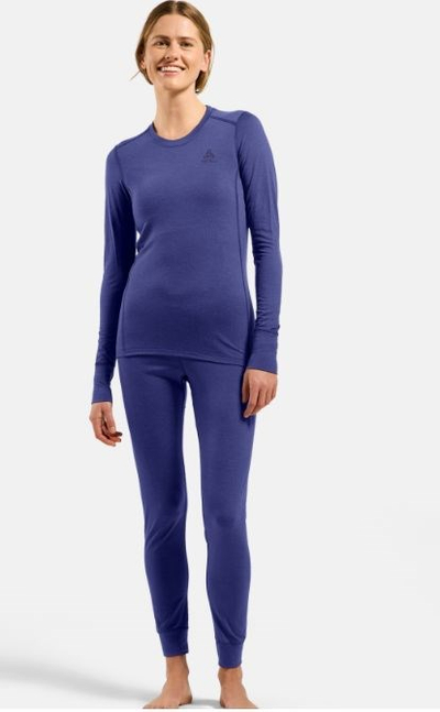 Bluzë bazë ODLO Merino 200 për femra, 100% lesh Merino, mëngë të gjata, blu