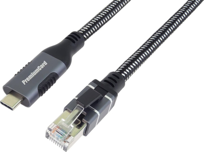 Kabllo rrjeti PremiumCord USB C në RJ45, 1Gbps, Cat 6 FTP, USB 3.2 Gen 1, gjerë hapsinor