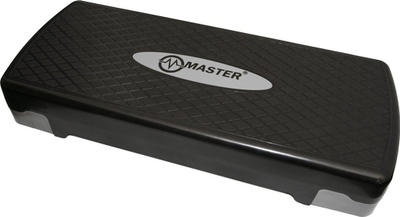 Step aerobik Master Step MAS4A042, lartësi e rregullueshme, plastikë e përforcuar, i zi