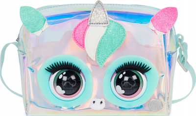 Çantë lodër interaktive Purse Pets Y2K Corn, 30+ tinguj, çantë crossbody, holografike shumëngjyrëshe