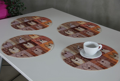 Set naperonash Bertoni Round Table Mat Set, 4 copë, 33 cm, Pexeso bezhë