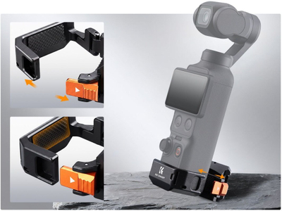 Mbajtëse kamerë K&F Concept KF20.0023, për DJI Osmo Pocket 3/4, fije 1/4", GoPro mount, e zezë