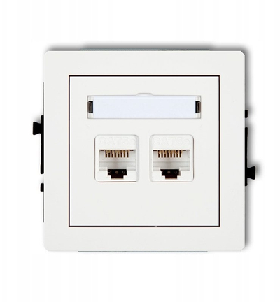 Prizë kompjuterike dyfishe Karlik Deco, 2xRJ45, Cat 5e, e bardhë