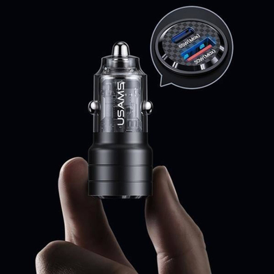 Karikues makine Usams C36 USA966, 2x porta USB, 95W, transparent