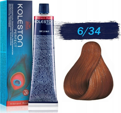 Bojë flokësh Wella Professionals Koleston Perfect 6/34, bionde e errët ari të kuqe, 60 ml