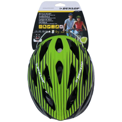 Kaskë biçiklete Dunlop R.L Adjustable, me ajrosje, mburojë përpara, jeshile me të zezë
