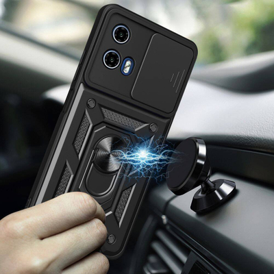 Kllëf telefoni Tech-Protect Camshield Pro për Motorola Moto G24, G24 Power, G04, me unazë 360°, i zi