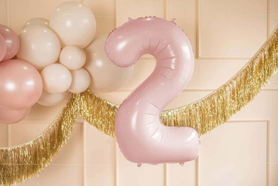 Balonë folio Partydeco numri 2, 72cm, rozë e çelët