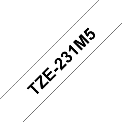 Shirit etiketimi Brother TZe-231, 12mm, tekst i zi në sfond të bardhë