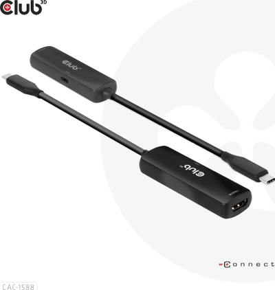 Adapter USB C në HDMI Club 3D CAC 1588, 8K 60Hz, 4K 120Hz, i zi