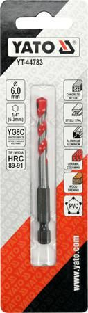 Freza universale Yato YT-44783, 6.0x85 mm, bisht HEX 1/4", për beton dhe dru