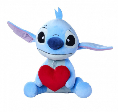 Lodër pelushi Disney Lilo &amp; Stitch, 50 cm, me zemër, blu