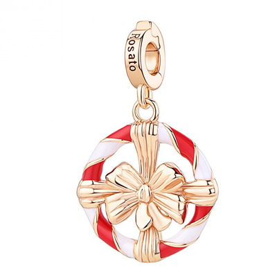 Pendant për varëse/ byzylykë Rosato Christmas Wreath Storie RZLE086, i artë/ i kuq