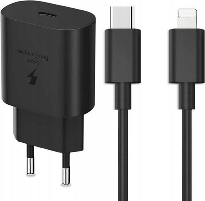 Set karikues i shpejtë Denmen TA800, 25W, USB‑C në Lightning 1m, i zi