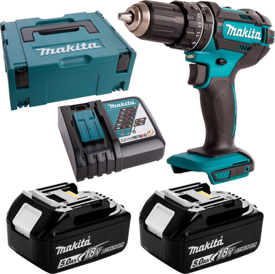 Trapano vidhosëse Makita DHP482RTJ, 18V, 5Ah, blu e zezë